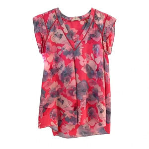 Rebecca Taylor Silk Pink Floral Top